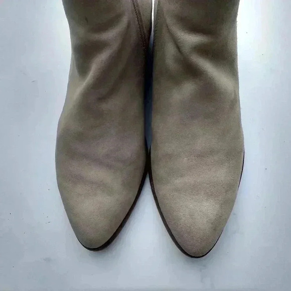 Lucky Brand Womens Jakeela Ankle Boots Beige Leather Pointed Toe Zip Cutout 8 M - Picture 4 of 9